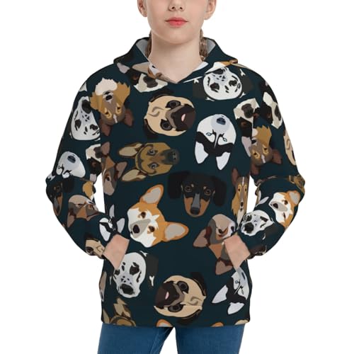 Dogs Kid Hoodies Boys Sweatshirts Girls Pullover with Pocket