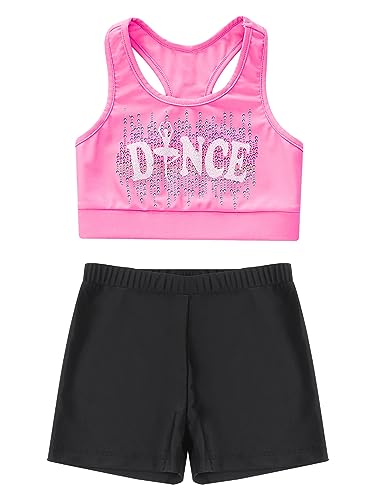 Kids Girls 2 Piece Active Outfit Crop Top and Booty Shorts Set for Ballet/Gymnastics/Dancing/Workout3