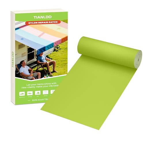 TIANLDD4x78in Nylon Repair Tape，Self Adhesive Waterproof Fabric Repair Tape,Tent Repair Kit，for Down Jackets, Tent, Umbrella, Sleeping Bag, Knapsack.（Yellow Green）