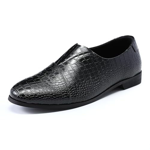 YFFUSHI Mocasines Hombre Estampado Cocodrilo Ligeros sin Cordones Slip on Penny Confort Conducción Planos Zapatos, Negro, 42 EU