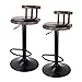 FATIVO Tabouret Bar Industriel, Chaise de Bar Hauteur Réglable Lot de 2 Chaise Haute Cuisine en Cuir PU Tabouret Haut Vintage avec Dossier et Repose-Pieds - Noir