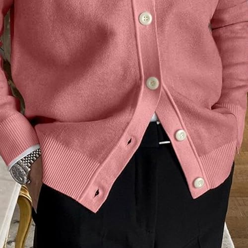 Cable Knitted Cardigan Sweater for Men Lightweight Open Front V Neck Sweaters Button Long Sleeve Solid Knitwear4