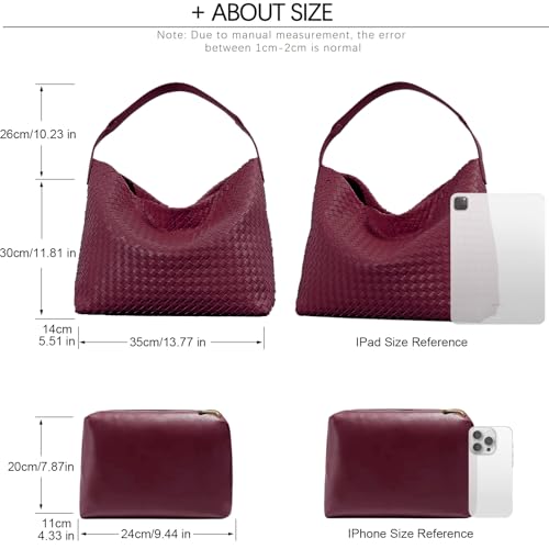 Image of JINMANXUE Woven Tote Bag for Women, Travel Hobo Purse Crossbody Shoulder Handbag, Work Satchel, Adjustable Strap Fit 13 inch iPad | Woven Vegan Leather