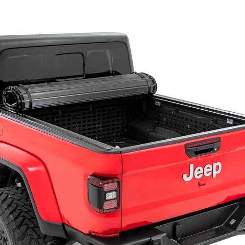 Rough Country Hard Roll-Up Tonneau Cover for Jeep Gladiator JT (2020-2026) - Aluminum Truck Bed Cover Fits 5 Bed
