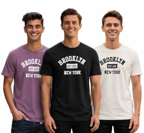 Image of ENDEAVOUR WEAR Men's Printed T-Shirt Combo Pack of 3 | Regular Fit Cotton Tshirts for Man