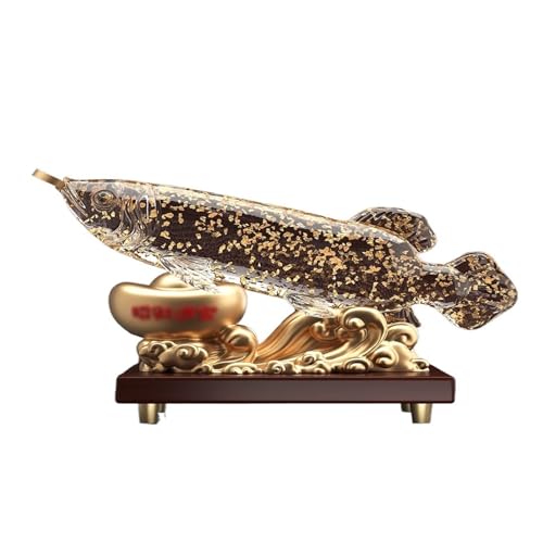 Statue dragon doré Feng Shui Arowana lucky fish pour décor maison et magasin
