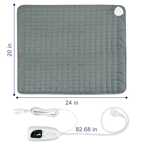 Image of 24x20 Inch Electric Heating pad for Back Neck Shoulder Knee Arms Legs- Electric Heat Pads with 6 Heat Settings & Auto Shut Off &Dry /Moist Heat Heating Pad for Birthday Mother Father Girl Men Women