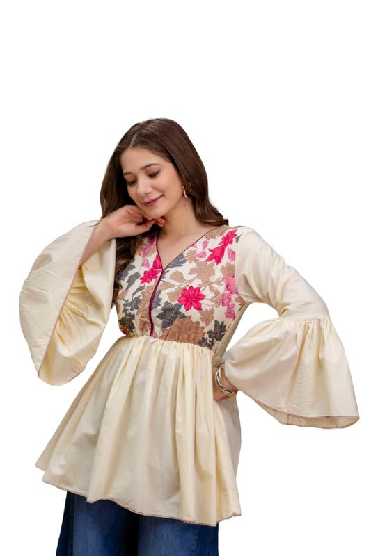 New Cotton Floral Printed Casual Tunic Kurta for Women | Women Regular Kurti-image-5