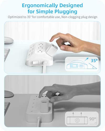 PAEWOK Multitomas 9 Enchufes 4 USB (2 USB C) 5 pies Extensión con Protector de Sobretensión miniatura 3