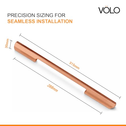 Image of VOLO Wardrobe and Cabinet Pull Handle - Versatile Handles for Wardrobes, Drawers, Sliding Closets, and Doors in Kitchens, Offices, and Bedrooms (SAC-35) (Rose Gold, 288MM (12 Inch)) Pack of 1 Piece
