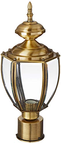 Livex Lighting 2009-01 Transitional One Light Post-Top Lanterm from Outdoor Basics Collection Finish, Antique Brass