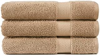 5 Piece Beige Bath Towel Set, 100% Combed Cotton Towels, Shower Towel, 600 GSM Luxury Bath Towels, Plush and Absorbent Bathroom Towel Set, (1 Bath Towel 2 Hand Towels 2 Washcloths) - Beige