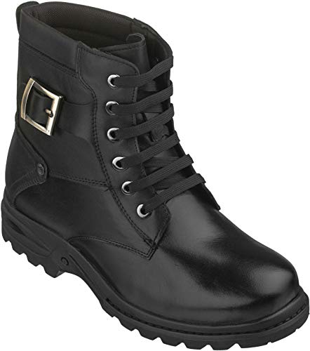 Image of CALTO Men's Invisible Height Increasing Elevator Shoes - Black Premium Leather Lace-up High-top Ankle Boots - 3.2 Inches Taller - T14002 - Size 9.5 D(M) US
