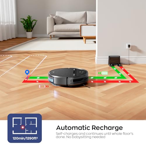 Image of MANVN Robot Vacuum and Mop Combo for Pet Hair, Robotic Vacuum for Hard Floors and Carpets, 2.87'' Ultra-Slim, with 3D Obstacle Avoidance, Wi-Fi /App /Voice Controlled, Self-Charging