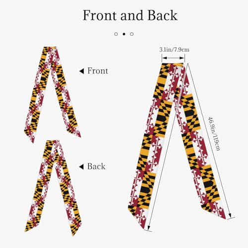 Flag of Maryland Printed Women's Fashion Scarf Suitable as Scarves, hair scarves, headbands, headbands, handbands, Black, One Size2