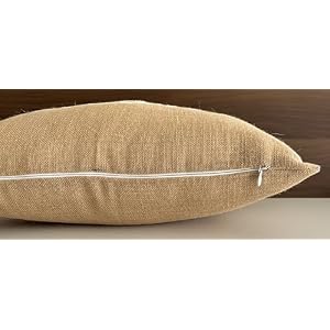 EURASIA DECOR Welcome Burlap Embroidered Decorative Lumbar Accent Throw Pillow Cover Housewarming Guest Entryway Family Farmhouse Bedroom Porch Bench 12×20 Inches Natural