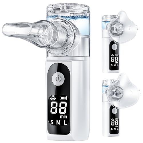 YOZISS Aerosol Portatile Silenzioso, Macchina Aerosol Adulti Bambini con 2 Maschere e Boccaglio, Aerosol Bambini Portatile per Viaggi e Uso Domestico