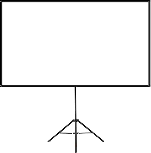 80 Inch Projector Screen with Stand, Portable Tripod Screen 169 HD Wrinkle-Resistant Matte Surface, Indoor Outdoor Use for Home Theater and