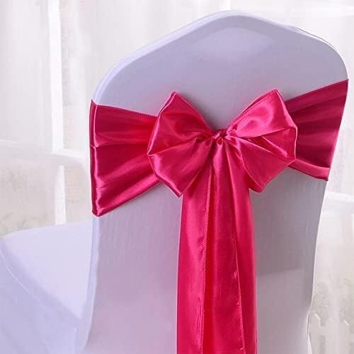 Satin Chair Sashes（10/50-Pack），Adjustable Ribbon Bows for Wedding/Birthday/Banquet Decor (Seat Belts & Hotel Party Use)(Wit,50pcs)