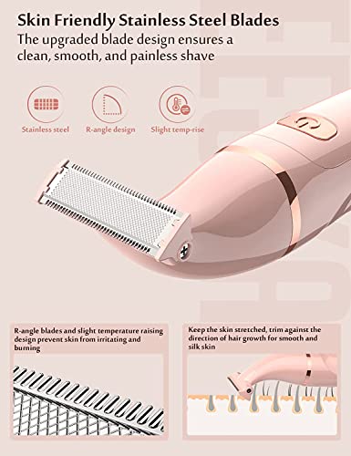 Electric Shaver For Women, Eeska 3-In-1 Electric Razor For Women Painless Bikini Trimmer, Women Hair Trimmer Body Hair Removal For Legs, Arms Bikini, Ipx7 Waterproof Wet & Dry Use, Type C Usb Recharge #TOP2