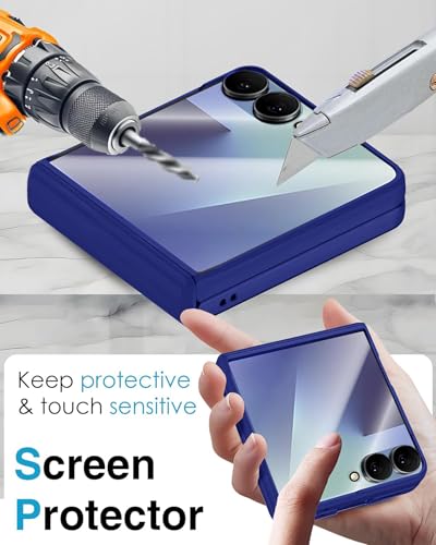 Image of Kapa Ultra Thin Back Cover for Galaxy Z Flip7 / Z Flip 7 | with [Magnetic Hinge Protection] and Inbuilt Glass Window Protection (Blue)
