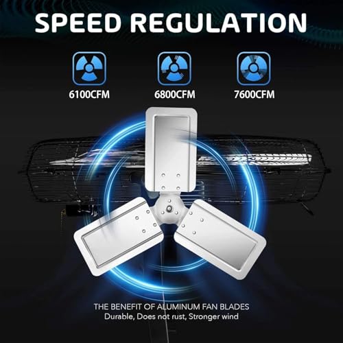 Image of Simple Deluxe 24 Inch Industrial Wall Mount Fan, Max 7600 CFM 3 Speed Commercial Ventilation Metal Fan for Warehouse, Greenhouse, Workshop, Patio, Factory and Basement - High Velocity, black