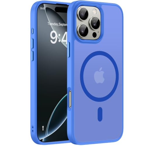 Image of Miracase Magnetic for iPhone 16 Pro Max Case, 6.9 inch, Slim, Blue | Compatible with MagSafe, Translucent Matte, Military-Grade Protection, Anti-Fingerprint, Shockproof Protective Phone Cover