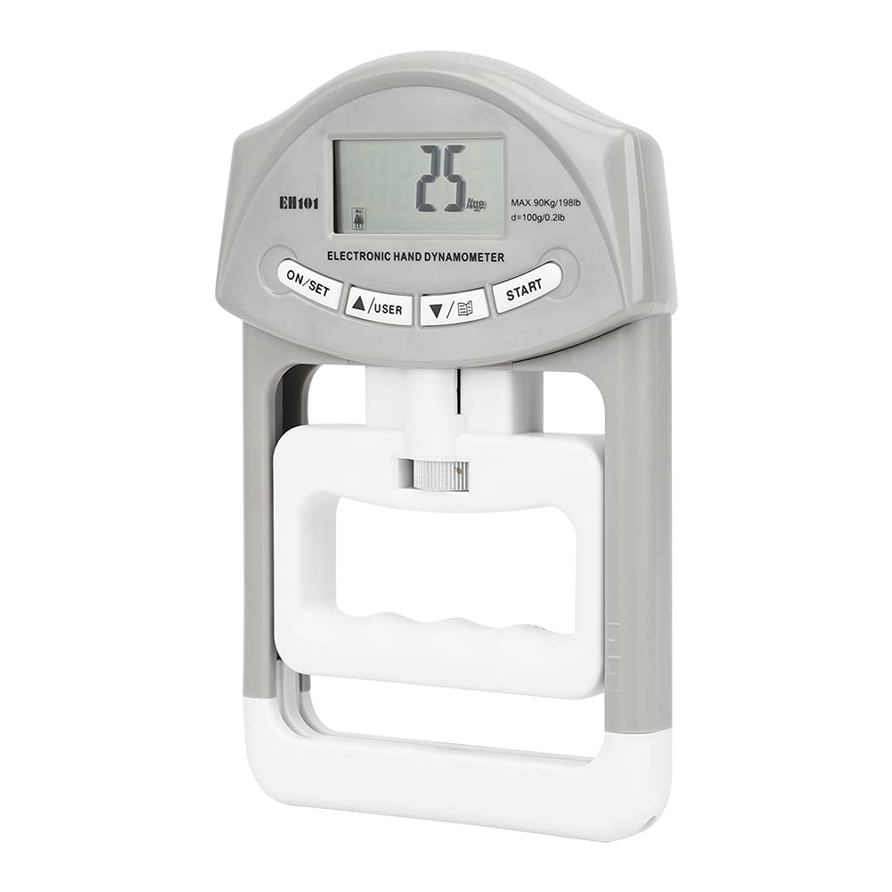 Dinamómetro de Fuerza Electrónico Probador de Fuerza Agarre Manual Medidor Agarre Dinamómetro Mano Digital LCD Grande Registros Memoria Ajustables con