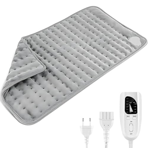 Manta Eléctrica Lumbar con 6 Niveles de Calefacción – Almohadilla Térmica para Espalda, Cuello, Hombros y Abdomen, Apagado Automático, Tamaño 30x60 cm, Gris Oscuro