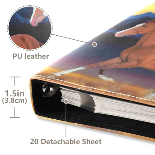 Álbum de Fotos Adhesivo DIY Scrapbook con diseño de caballos corriendo al atardecer, Encuadernador de 3 anillos, 40 páginas, 8x10 para recuerdos miniatura 4