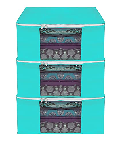 Image of ANKIT INTERNATIONAL Saree Cover Bag /Solid Green Saree Cover Bag /Saree Covers For Storage /Pack of 3