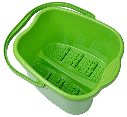 Image of Small Green Foot Massage Spa Bath Bucket for Foot Soaking, Relaxing Massage, Pedicure Care, and Home Spa Use