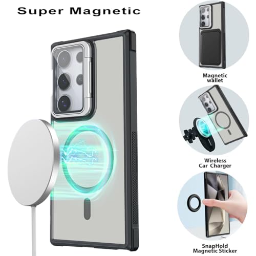Étui magnétique S25 Ultra mat avec protection d'objectif pliable et design rigide premium - 2