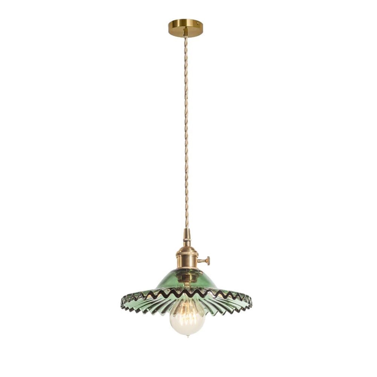 KHUKHU Creative Apron-Shaped Glass Chandelier Lampshade, Nordic Style Glass Hanging Lamp, E26 Light Source Single Pendant Light, Restaurant Bar Ceiling Light Fixtures, Embedded Ceiling Lamp(Green)