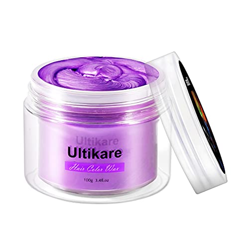Hair Color Wax, Ultikare Instant Hair Dye Cream Mud Washable Temporary Hair Dye Natural Hairstyle Color Pomade for Party, Cosplay, Halloween (Purple)