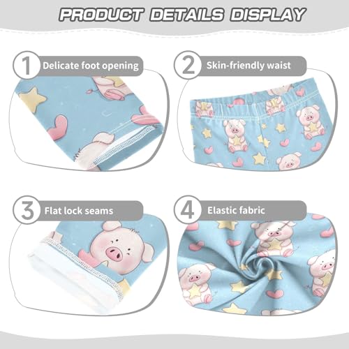 Girls Leggings Pig Star Cute Kids Length Leggings Pants Athletic Yoga Pants Blue Toddler Tights Trousers 4T3