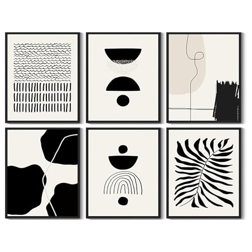 KUVIOKE Black Abstract Framed Wall Art Boho Room Decor Set
