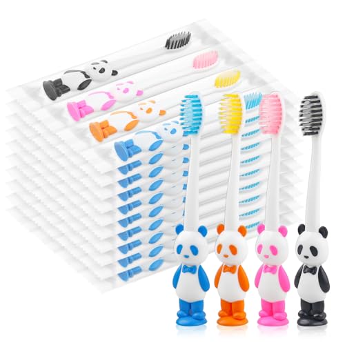 Einweg-Zahnbürste für Kleinkinder, Großpackung mit 100 Stück, Saugnapf, für Kinder ab 2 Jahren, einzeln verpackt, Tierzahnbürste für Jungen, Mädchen, für Zuhause, Schule, Camping, Kindertagesstätte,