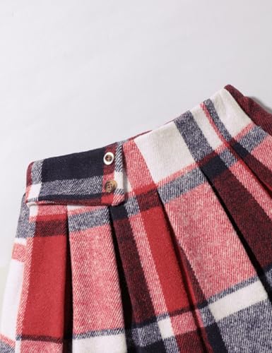Image of Fuermos Toddler Girl Clothes Puff Sleeve Top and Pleated Girls Plaid Skirt Set 2PCS Girls Outfits Fall Winter