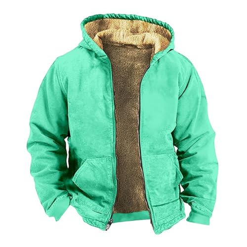 Sudadera con capucha y cremallera completa para hombre, con forro polar, chaqueta larga y cálida con manga larga, ajuste holgado, chaqueta gruesa para exteriores, senderismo, viajes, caminata, marrón