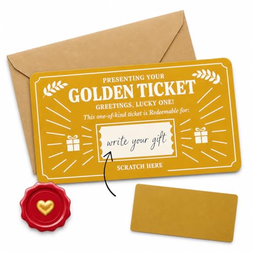 Golden Ticket Scratch Off Card Create Your Own DIY Scratch Card Reveal Gift for Valentines Day Birthday Gifts Gifts For Him Gifts For Girlfriend Surprise Scratch To Reveal Card For All Occasions.