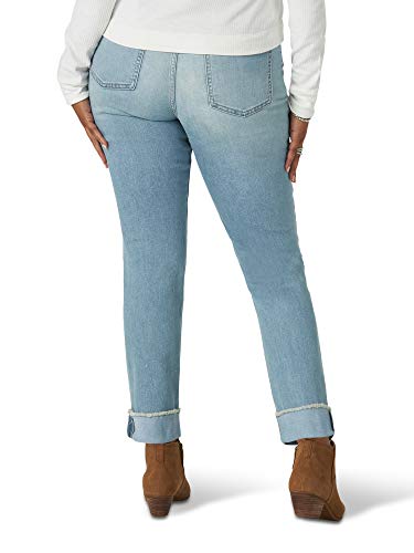 Riders by Lee Indigo Women's Fringe Cuff Boyfriend Jean, Light Wash, 182