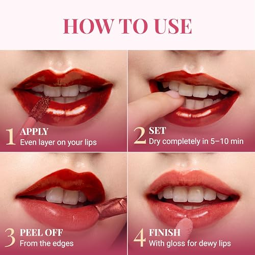 Image of Peripera Ink Peel Off Lip Stain - Long Lasting, Transfer-Proof, Waterproof Korean Lip Tint with Color-Changing Peel-Off Formula (01 BLACK CHERRY)