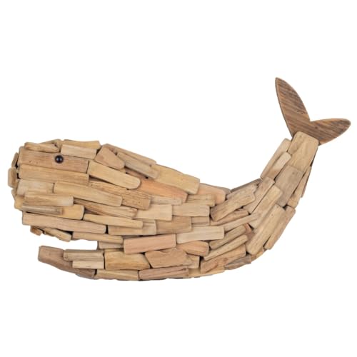 Décoration murale baleine en bois flotté style océan pour salon bord de mer