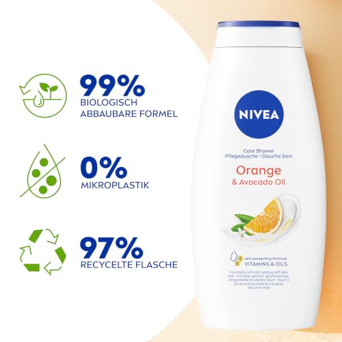 NIVEA Orange & Avocado Oil Pflegedusche, Duschgel mit Vitaminen & natürlichen Ölen, feuchtigkeitsspendende und pH-hautneutrale Cremedusche… – Ansicht 2