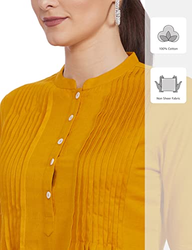 Image of Amazon Brand - Myx Women Cotton Regular Fit Casual Kurti (Available in Plus Sizes)