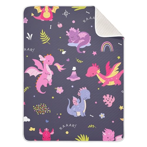 Image of Qilmy Cute Dragons Baby Blanket for Boys Girls Kids with Soft Cotton, Cute Cozy Warm Nursery Receiving Swaddle Blanket for Toddler Infant Crib, 30 x 40 Inch