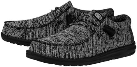 Hey Dude Wally Sport Knit Black/Black Size 10 | Men's Loafers | Men's Slip On Shoes | Comfortable & Light Weight | Image 3