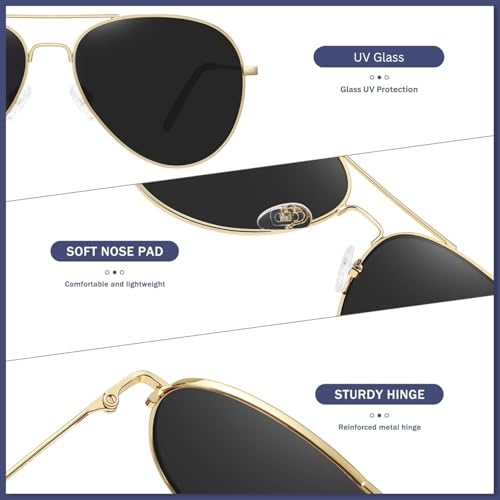 Image of Full Rim Pilot Sunglasses| Glass And 100% Uv Protected | Men & Women