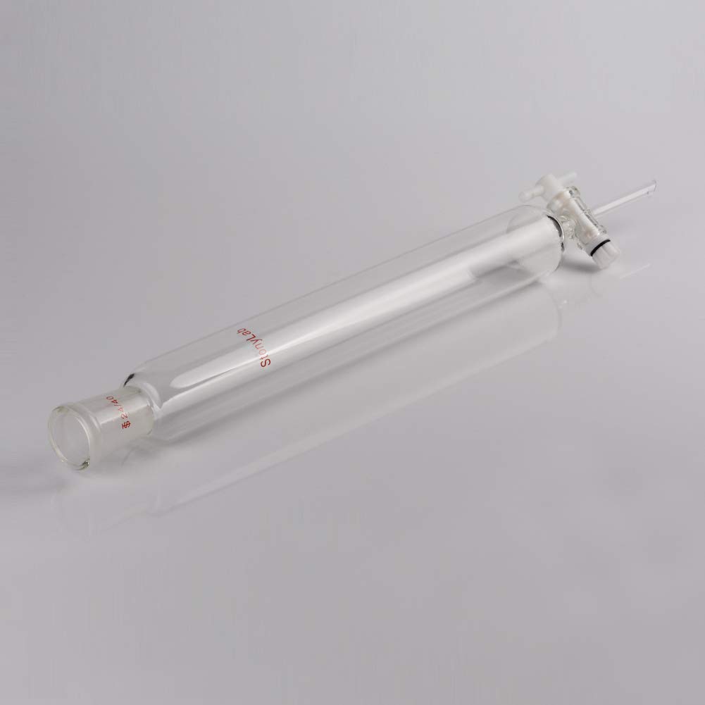 stonylab Colonne de Chromatographie en Verre Borosilicate, Chromatography Column 24/40 Joint avec Disque Fritté et Robinet en PTFE, Longueur Effective de 300 mm et Colonne de 40 mm O.D